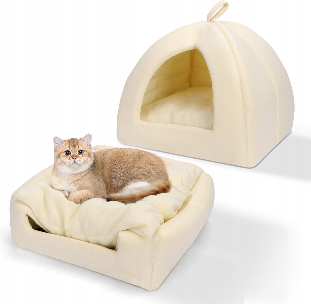 Domeček pro kočky Nobleza béžový čtvercový 38 cm x 38 cm x 33 cm