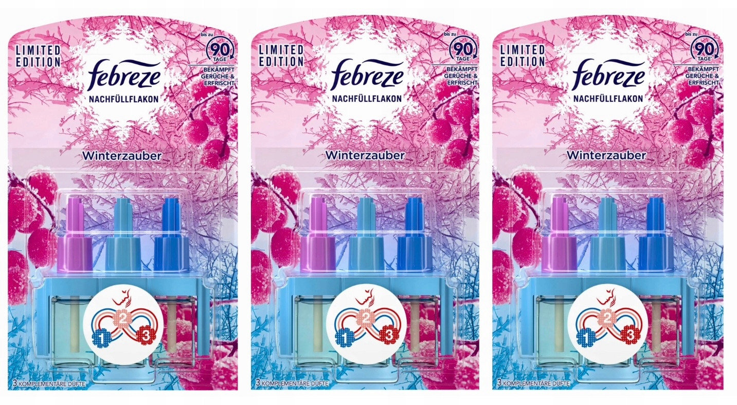 3x Ambi Pur 3 Volution Winterzauber 20ml Náplň Náhradní Zimní Borůvky