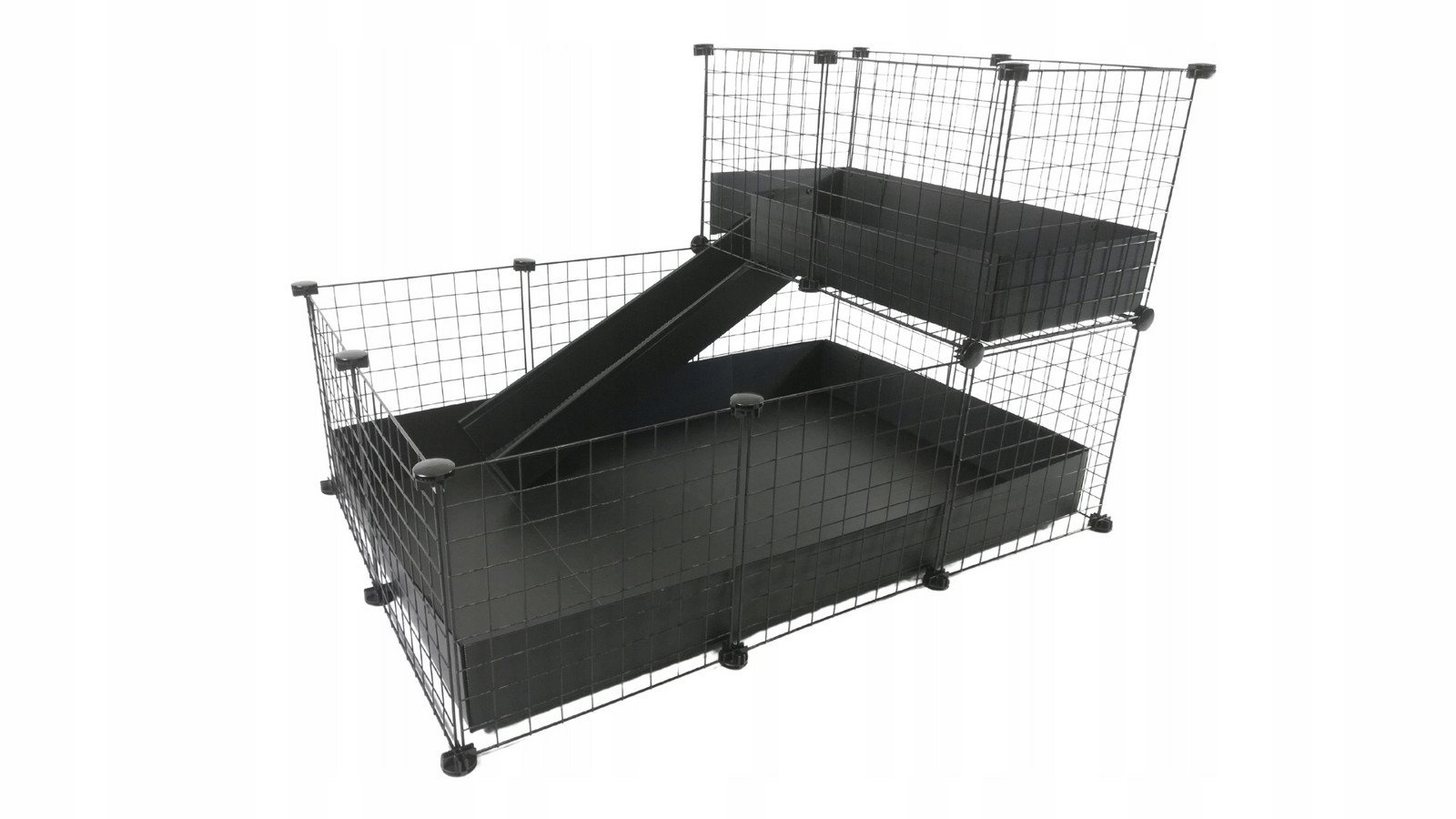 Modulární klec pro morče hlodavce C&C 3x2 Loft 2x1 rampa černá