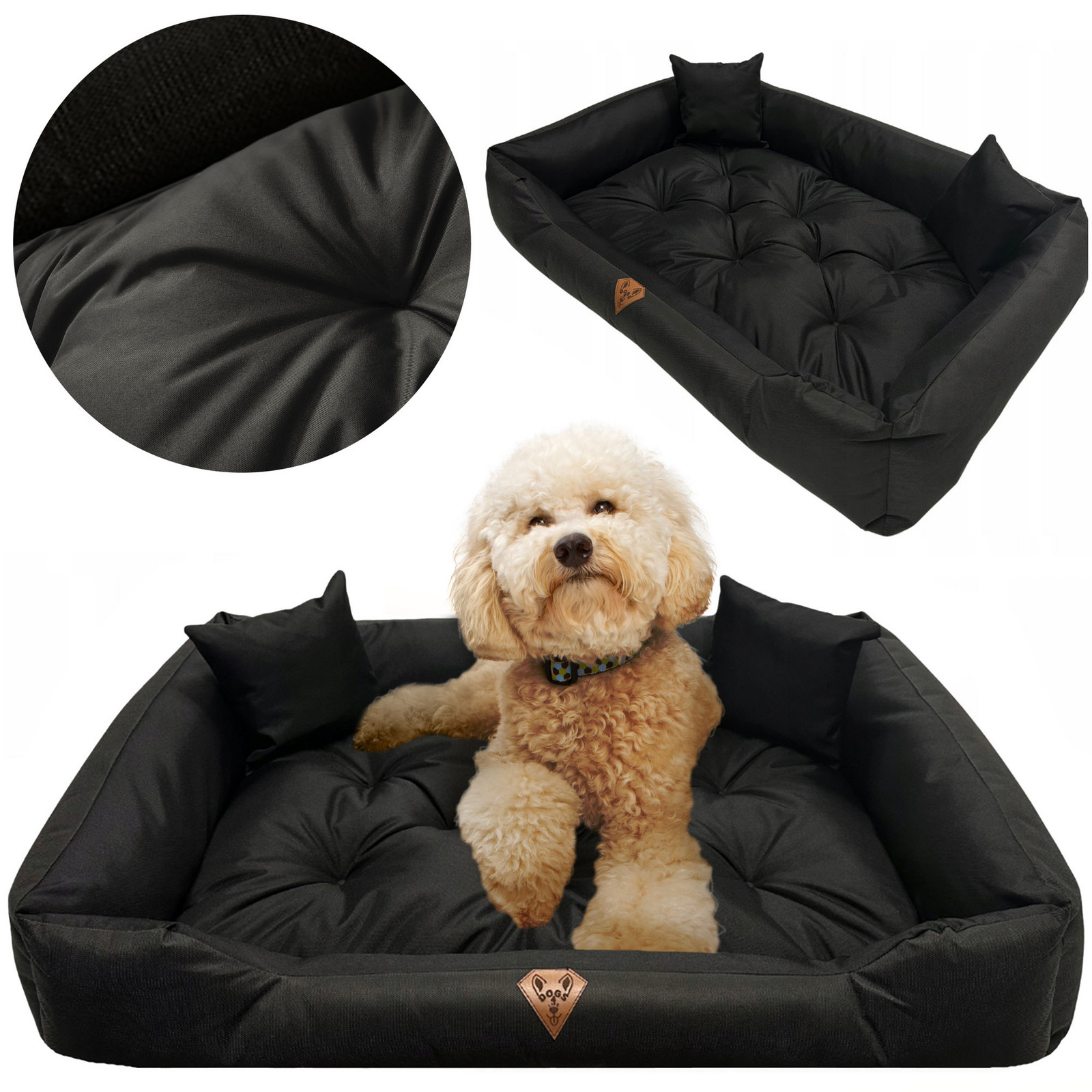 pelíšek Pro Psa Gauč Potah 100X75 CM Voděodolné Prošívané Černé