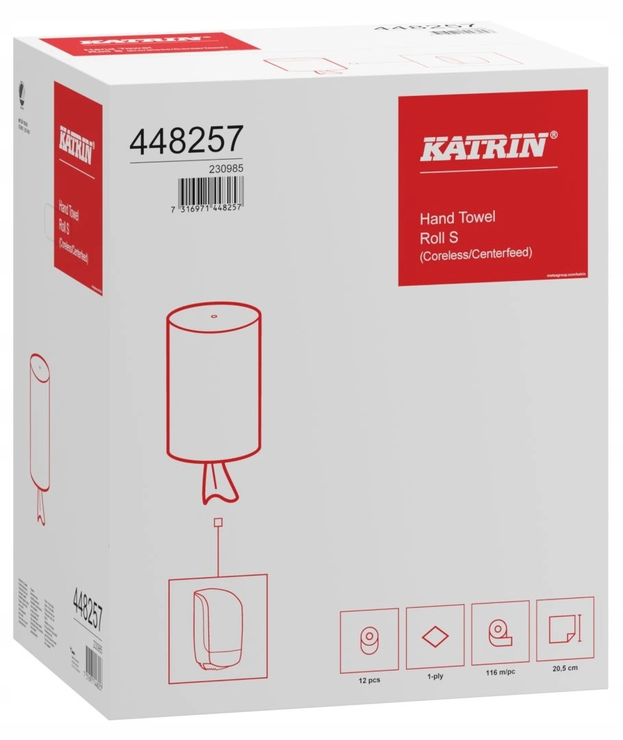 Ručník papírový, v roli Katrin Classic S, 1 vrstva, bílý, 1 x 12 rolí