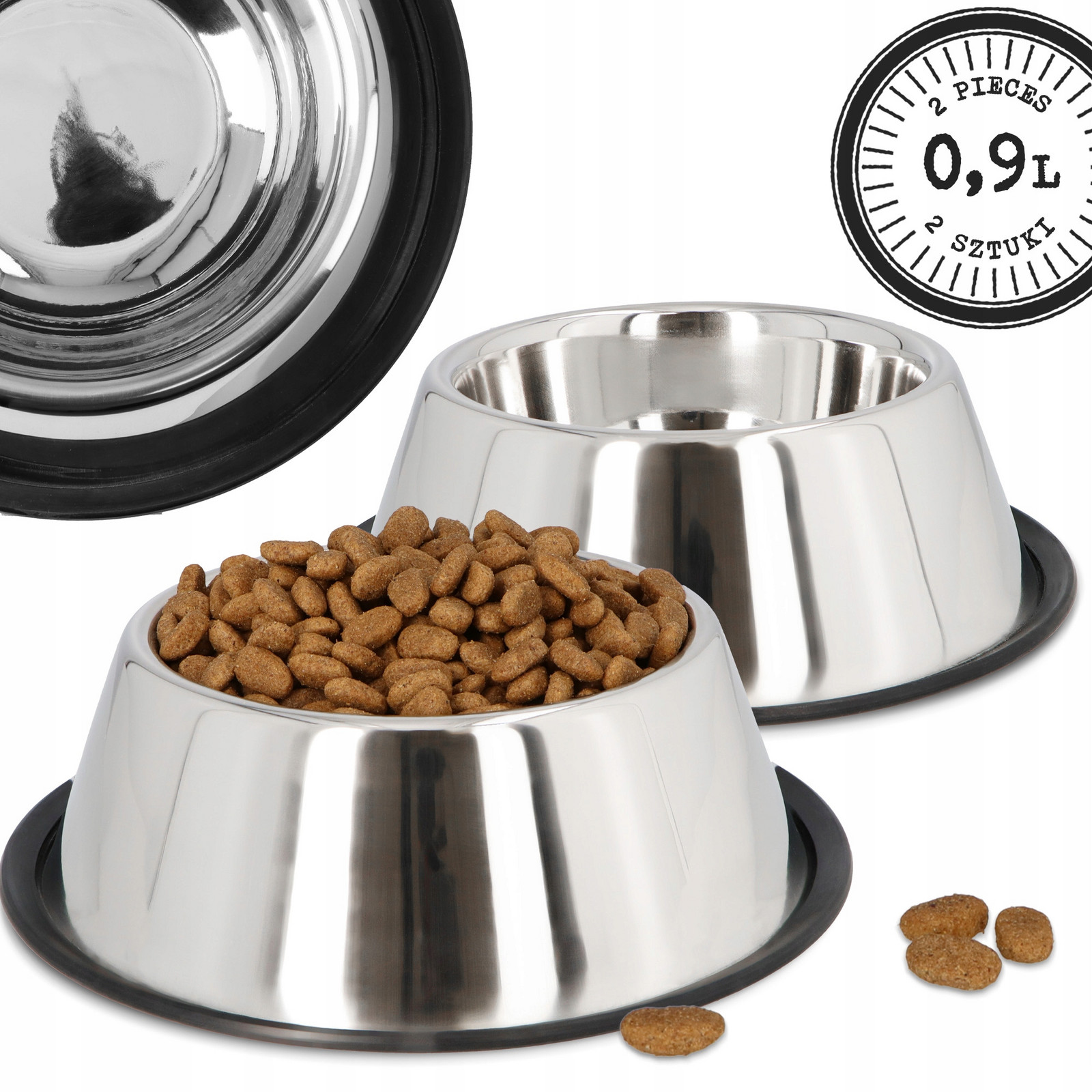 2x Miska Psa 0,9 Kovová Velká Dvojitá Miska Vodu Vysoká Protiskluzová
