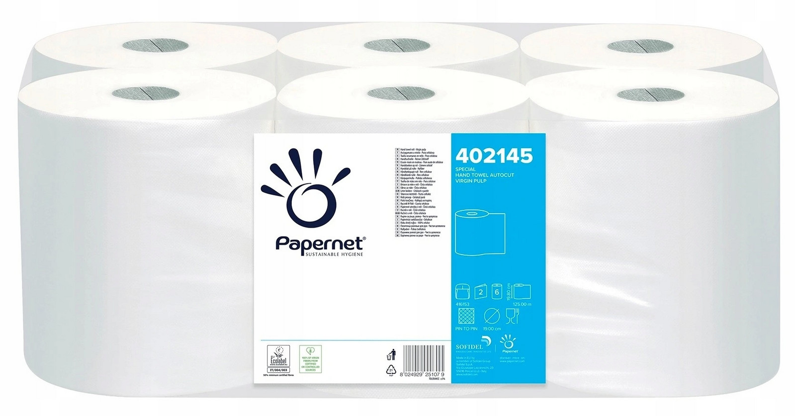 Ručník papírový,v roli Rollmatic, Papernet Imbalpaper, 2 vrstvy, bílý,1x6