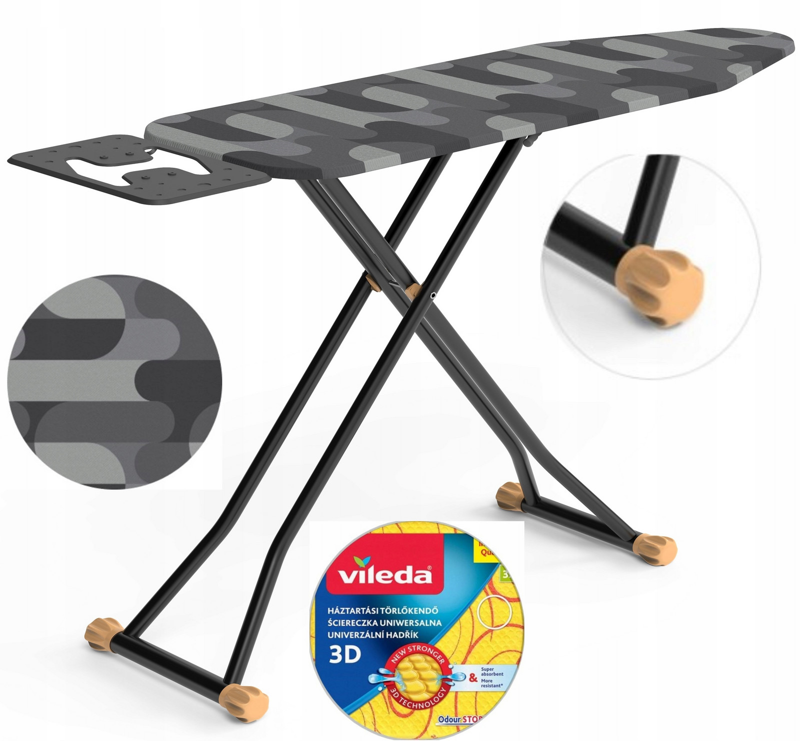 Žehlicí Prkno 112 x 36cm Promis Perfect Kovová pracovní deska+bonus Vileda