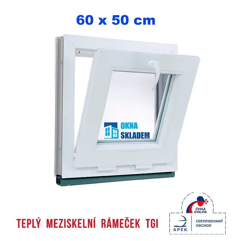 Plastové okno | 60x50 cm (600x500 mm) | Bílé | Sklopné | Teplý meziskelní rámeček