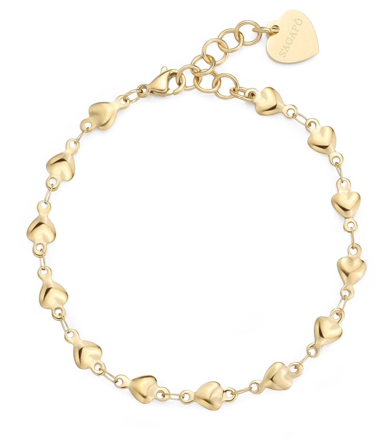 S'Agapõ Pozlacený srdíčkový náramek Chunky SHK99