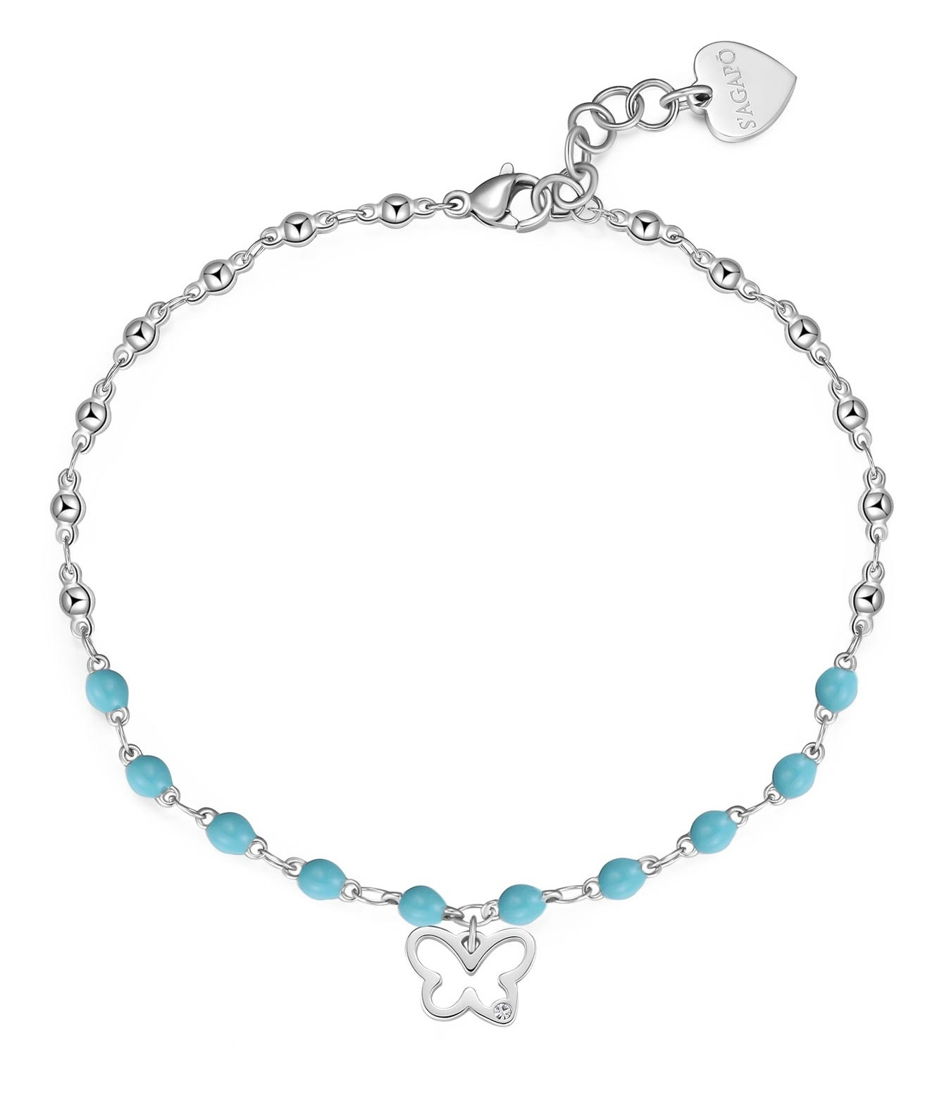 S'Agapõ Korálkový náramek na kotník Motýlek Vibes SVB18