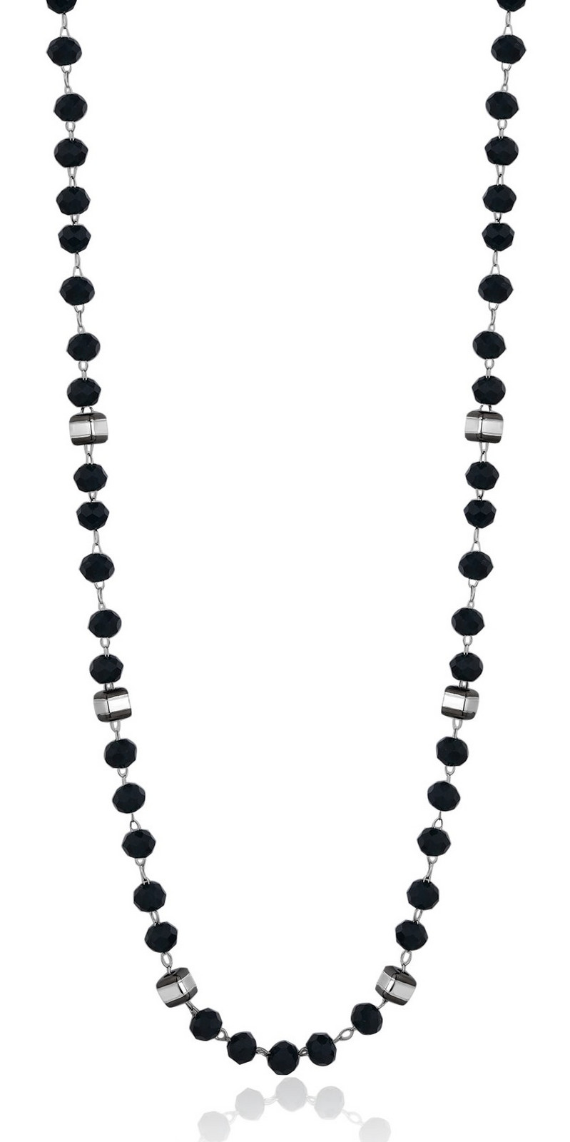 S'Agapõ Elegantní náhrdelník s černými korálky Shrine SSR05
