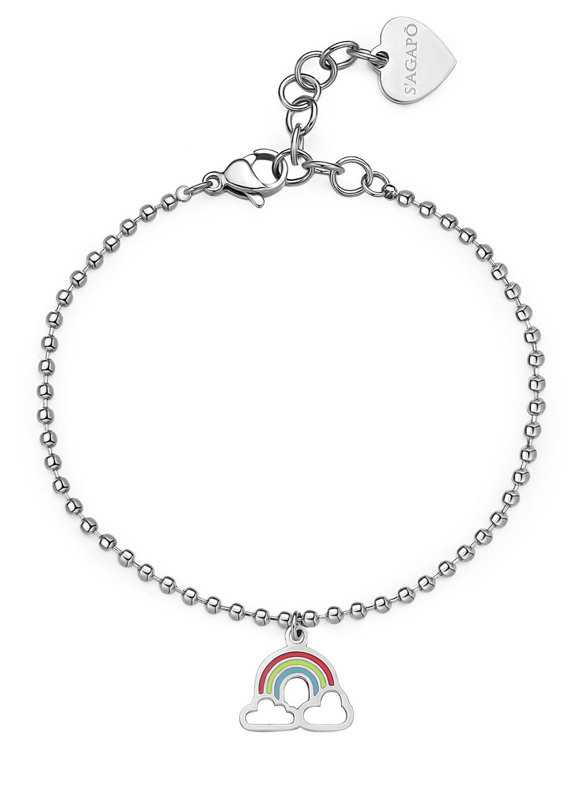 S'Agapõ Hravý ocelový náramek s duhou Smile SSM011