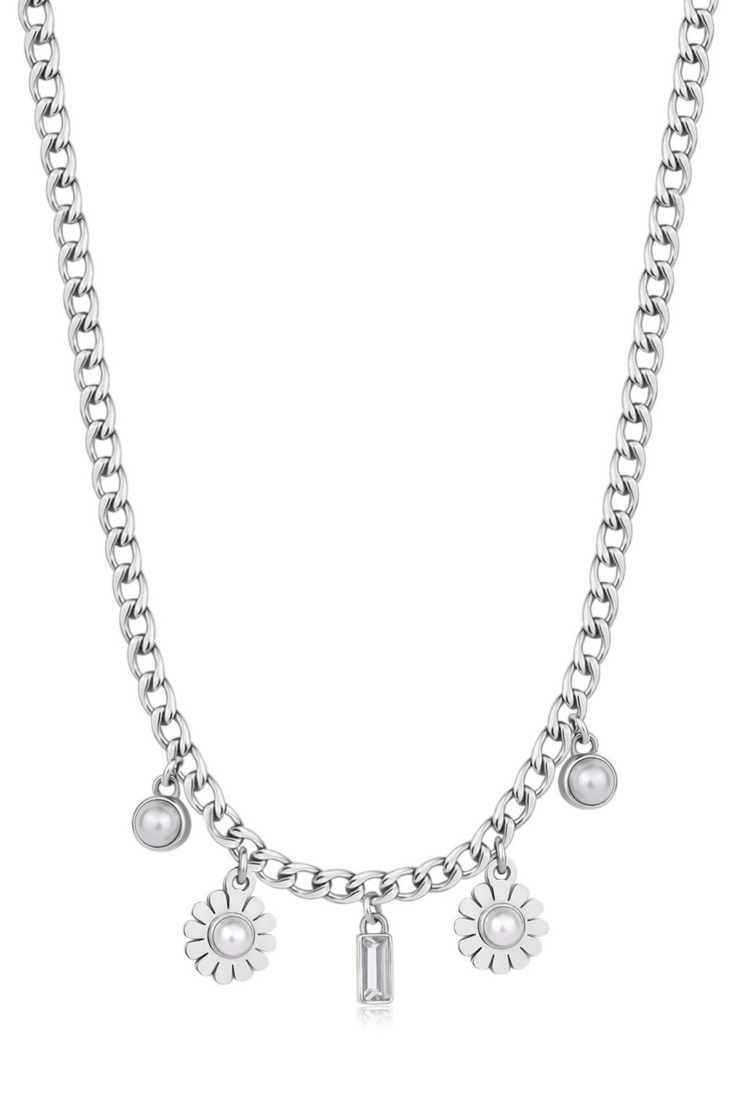 S'Agapõ Hravý ocelový náhrdelník s přívěsky Message SSG28