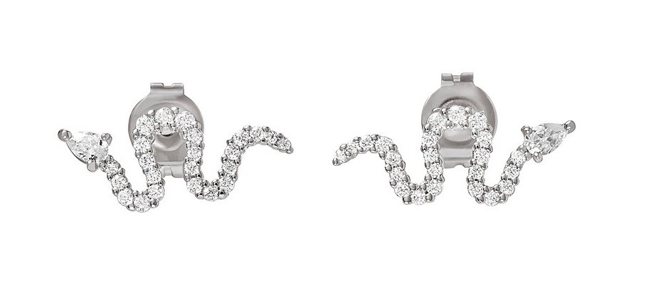 Emporio Armani Stříbrné náušnice Had se zirkony EG3612040