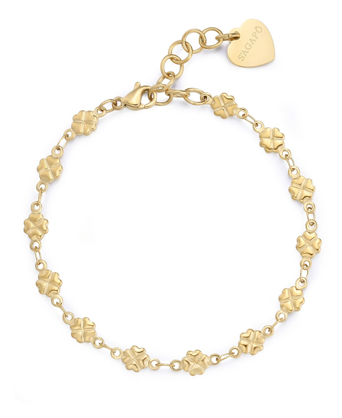 S'Agapõ Pozlacený náramek se čtyřlístky Chunky SHK102