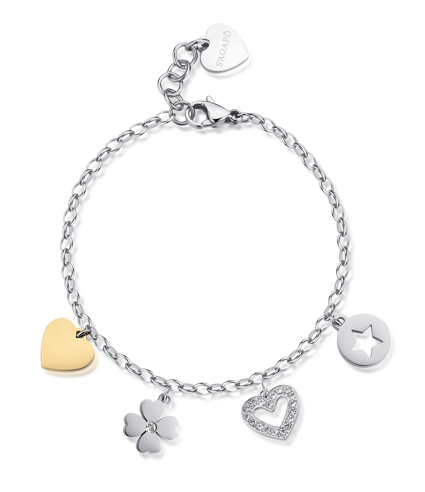 S'Agapõ Krásný bicolor náramek s přívěsky Happy SHAR23