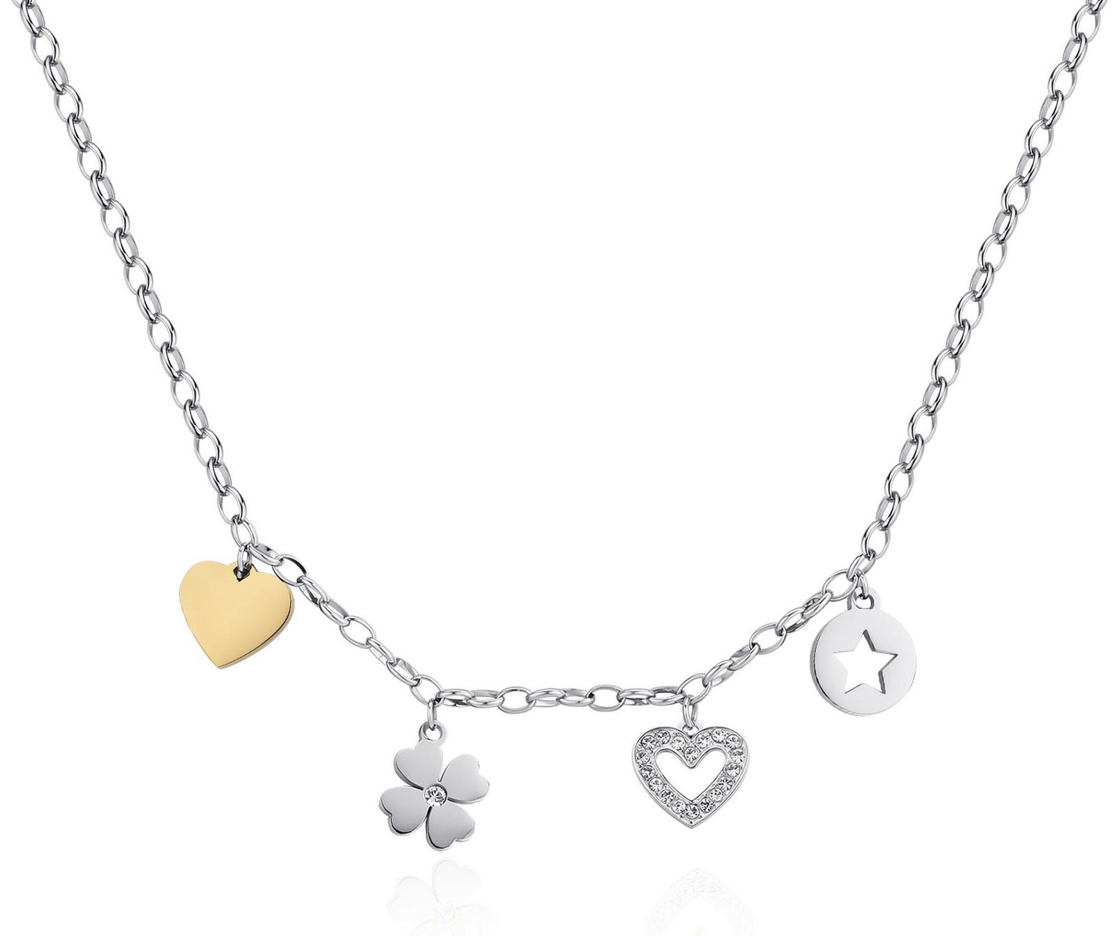 S'Agapõ Půvabný bicolor náhrdelník s přívěsky Happy SHAR08