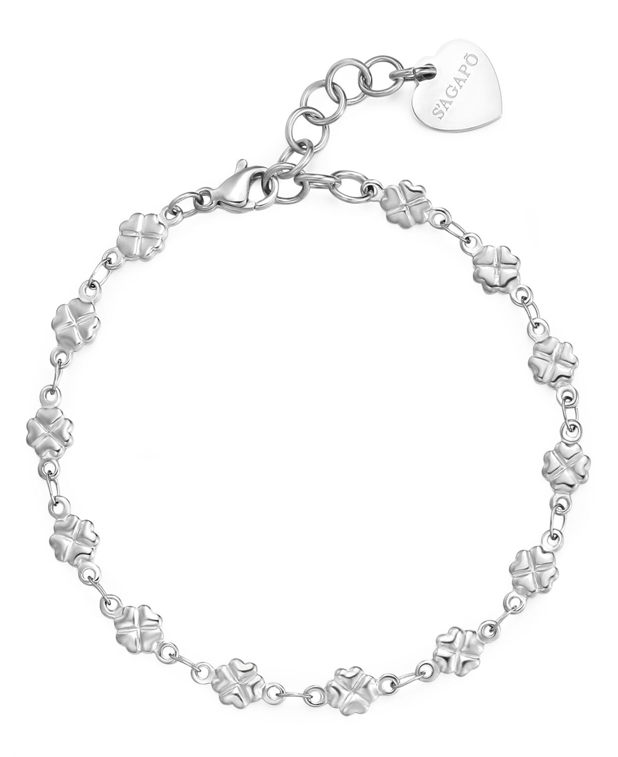 S'Agapõ Ocelový náramek se čtyřlístky Chunky SHK96