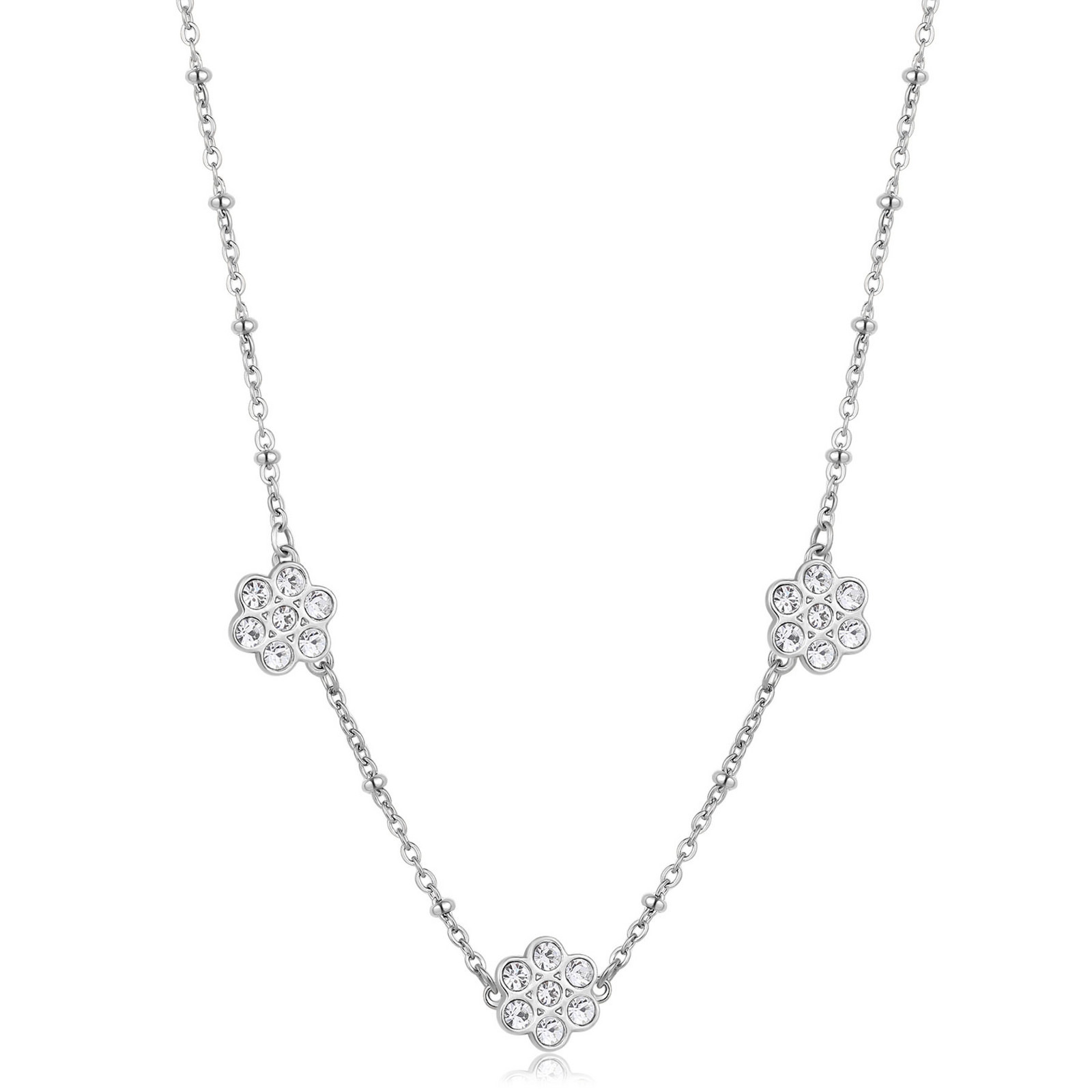 S'Agapõ Slušivý ocelový náhrdelník s květinami Aurora SAR42