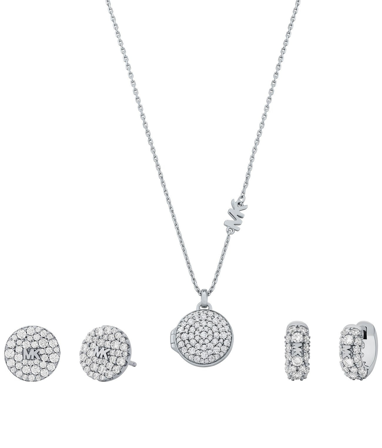 Michael Kors Luxusní stříbrná souprava šperků MKC1700SET (náhrdelník, 2x náušnice)