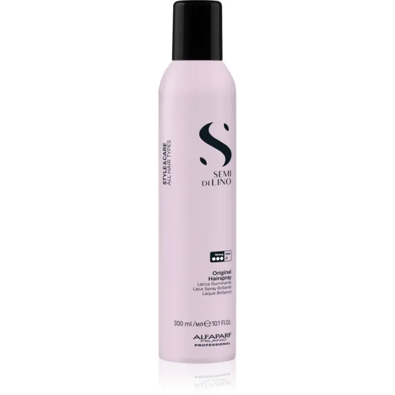 Alfaparf Milano Semi di Lino Style&Care Original Hairspray silný lak na vlasy pro lesk pro všechny typy vlasů 300 ml