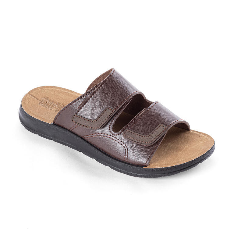 Pánské pantofle na suchý zip hnědé