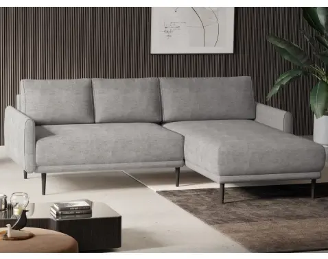 Rohová sedačka Soho, světle šedá strukturovaná látka, pravý roh