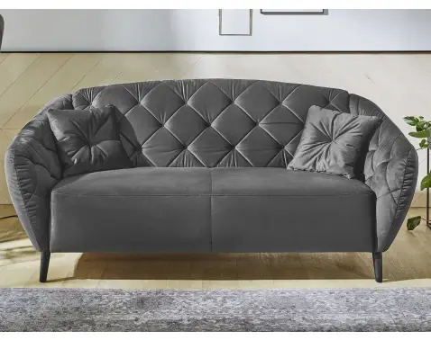 Pohovka s prošitím Leeds, šedá sametová látka