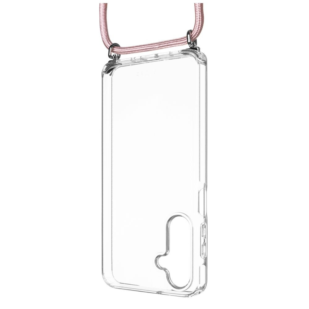Zadní kryt FIXED Pure Neck s odnímatelnou růžovou šňůrkou na krk pro Samsung Galaxy A16 4G/5G
