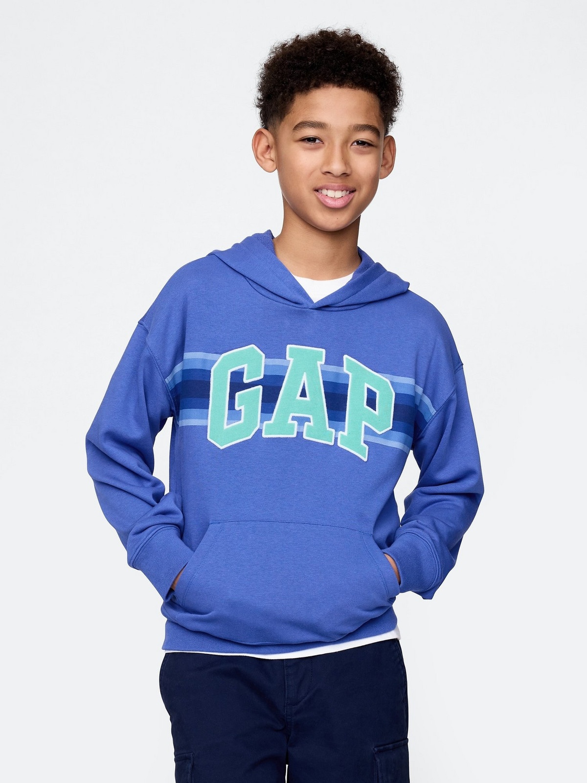 GAP V-FRCH LOGO Chlapecká mikina, modrá, velikost