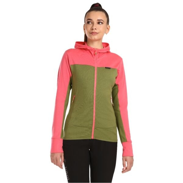 KILPI WOLIE Dámský vlněný svetr s kapucí, khaki, velikost