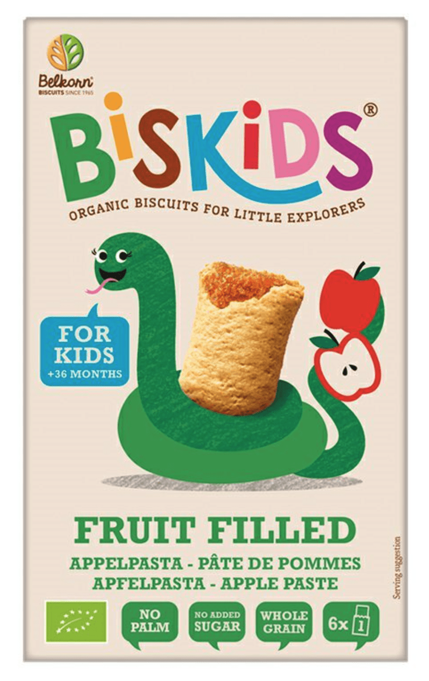 BISkids - BIO měkké dětské sušenky s jablečným pyré bez přidaného cukru, 33% ovoce 36M+, 120g