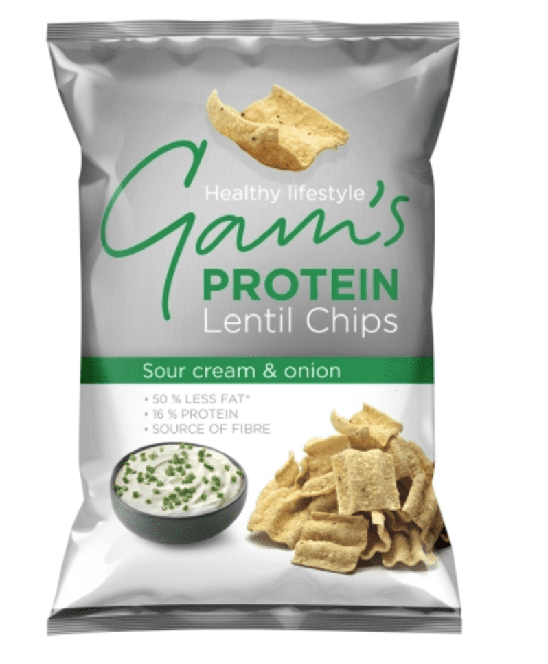 Gam's GAM’S Proteinové čočkové lupínky s příchutí zakysané smetany a cibule, 65 g