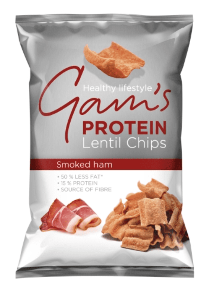 Gam's GAM’S Proteinové čočkové lupínky s příchutí uzené šunky, 65 g