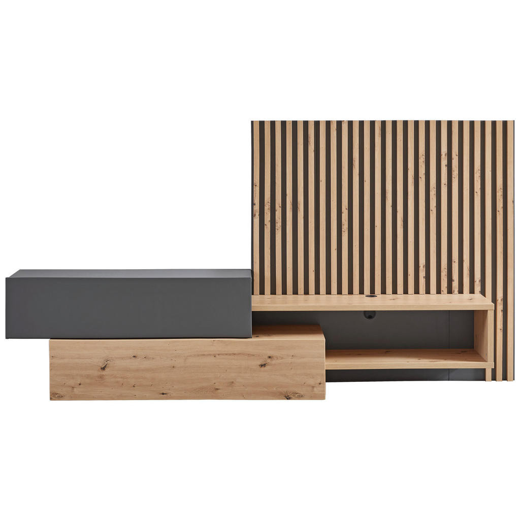 Carryhome OBÝVACÍ STĚNA, šedá, dub artisan