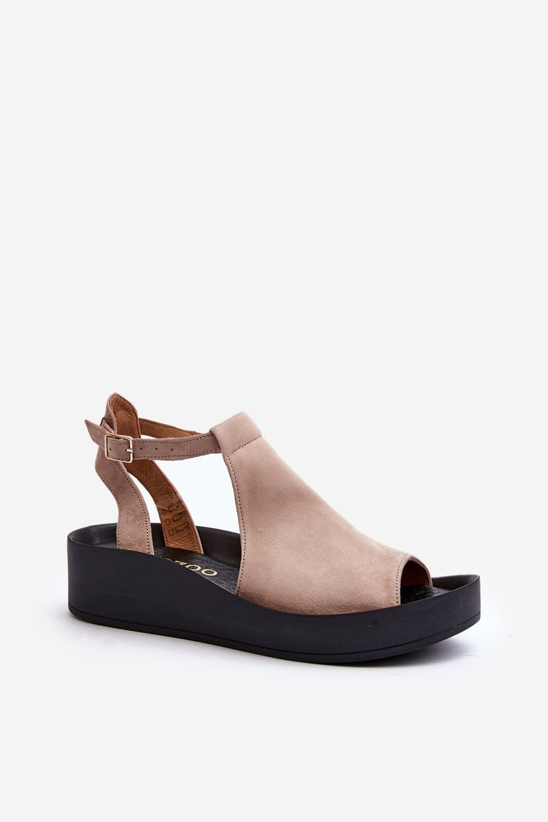 Zazoo 2914 Dámské sandály z velur zamszové béžové