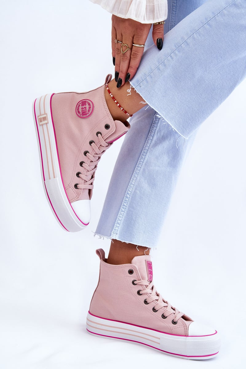 BIG STAR SHOES Dámské vysoké textilní tenisky na platformě Big Star