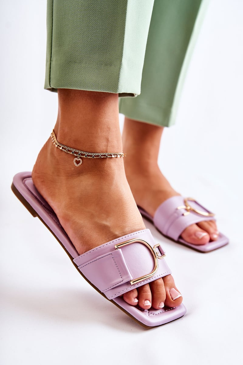 PG2 Dámské klasické kožené pantofle s zdobením fialový Shilla