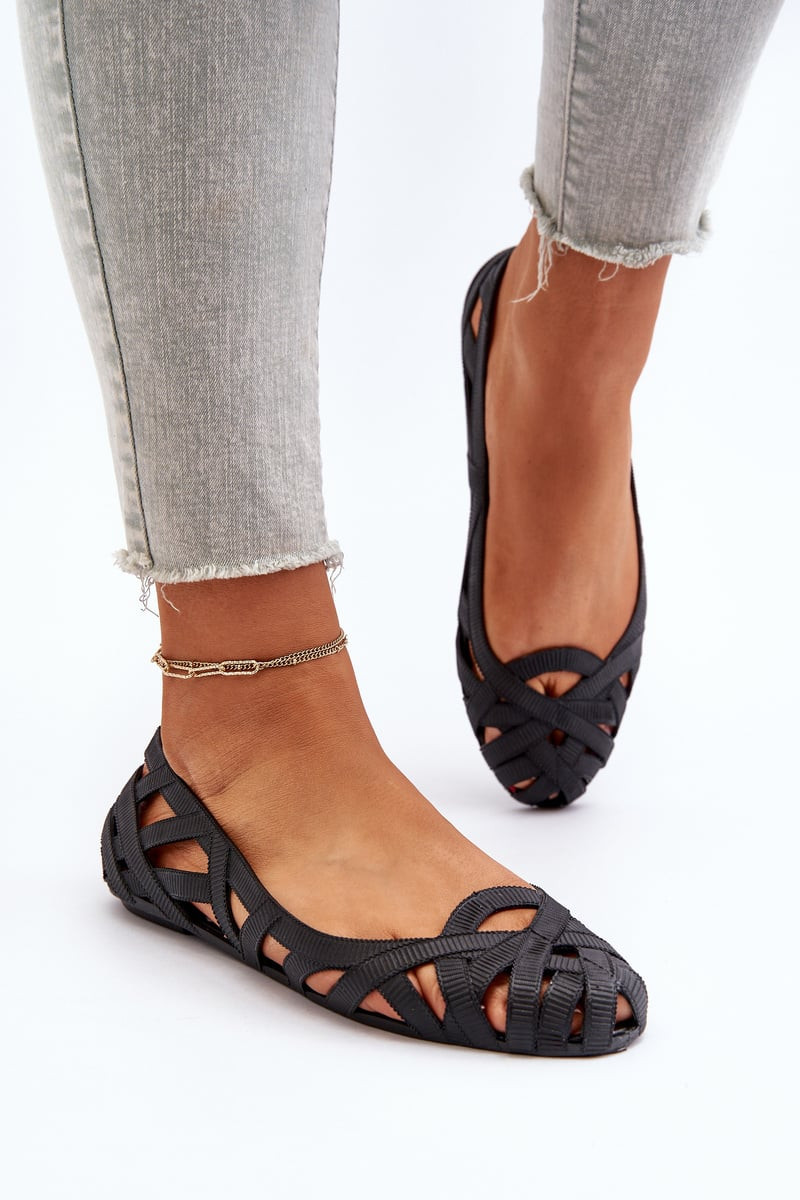 PS1 Dámské gumové baleríny černé Salam