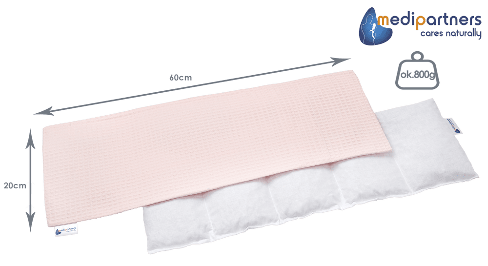 Medi Partners Thermophor with cherry seeds large 20x60 – 5 chambers Waffle – Light pink