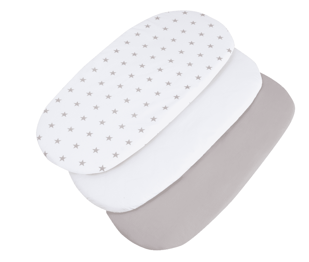 Medi Partners 3 – Pak – Fitted sheet for stroller – cotton – Gray stars on white – White – Gray