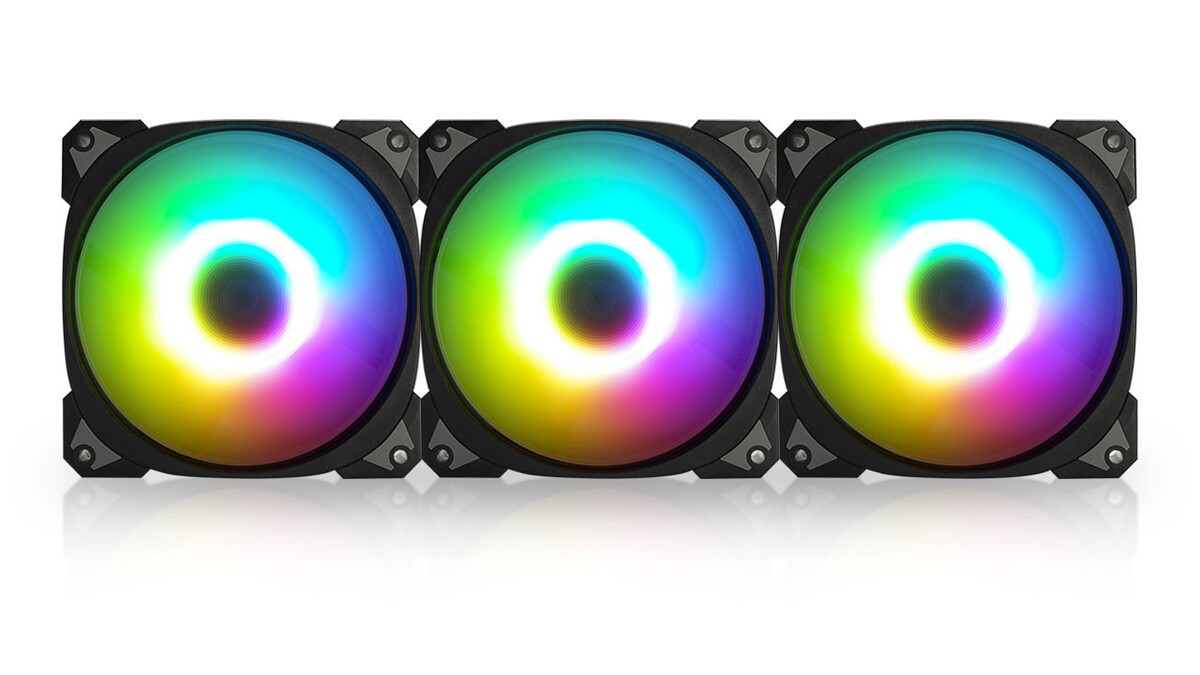 InWin Case fan Neptune AN120, 120mm, ARGB, Black (Triple pack+ Extension cables), IW-FN-AN120-3PK