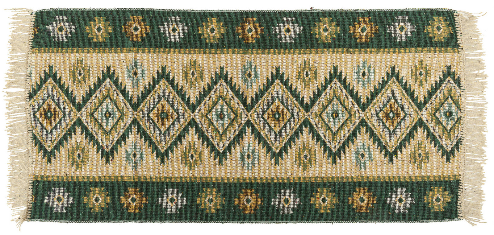 Kusový oboustranný vzorovaný koberec KILIM - ROMBY zelená 80x150 cm Multidecor