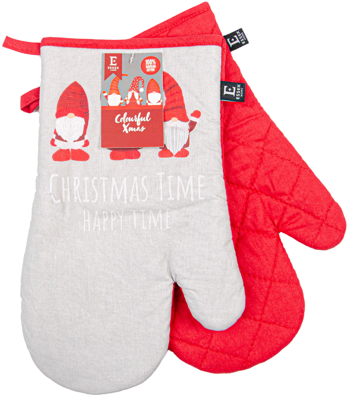 Kuchyňské rukavice chňapky COLOURFUL XMAS červená 19x30 cm