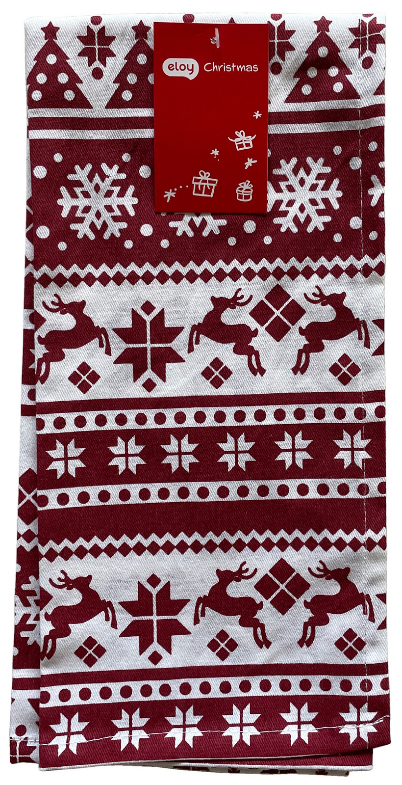 Vánoční utěrka CHRISTMASSY bílá/vínová 45x65 cm 100% bavlna