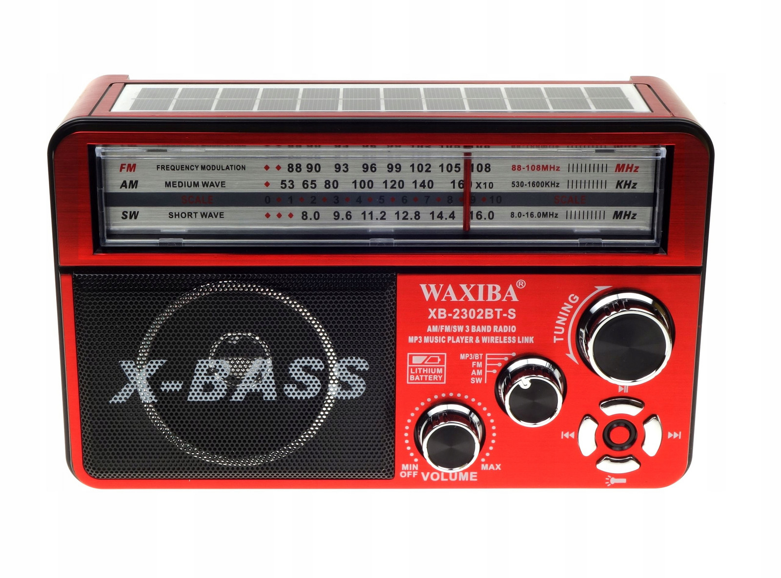 Přenosné solární rádio Waxiba Bateriové síťové Bluetooth Usb