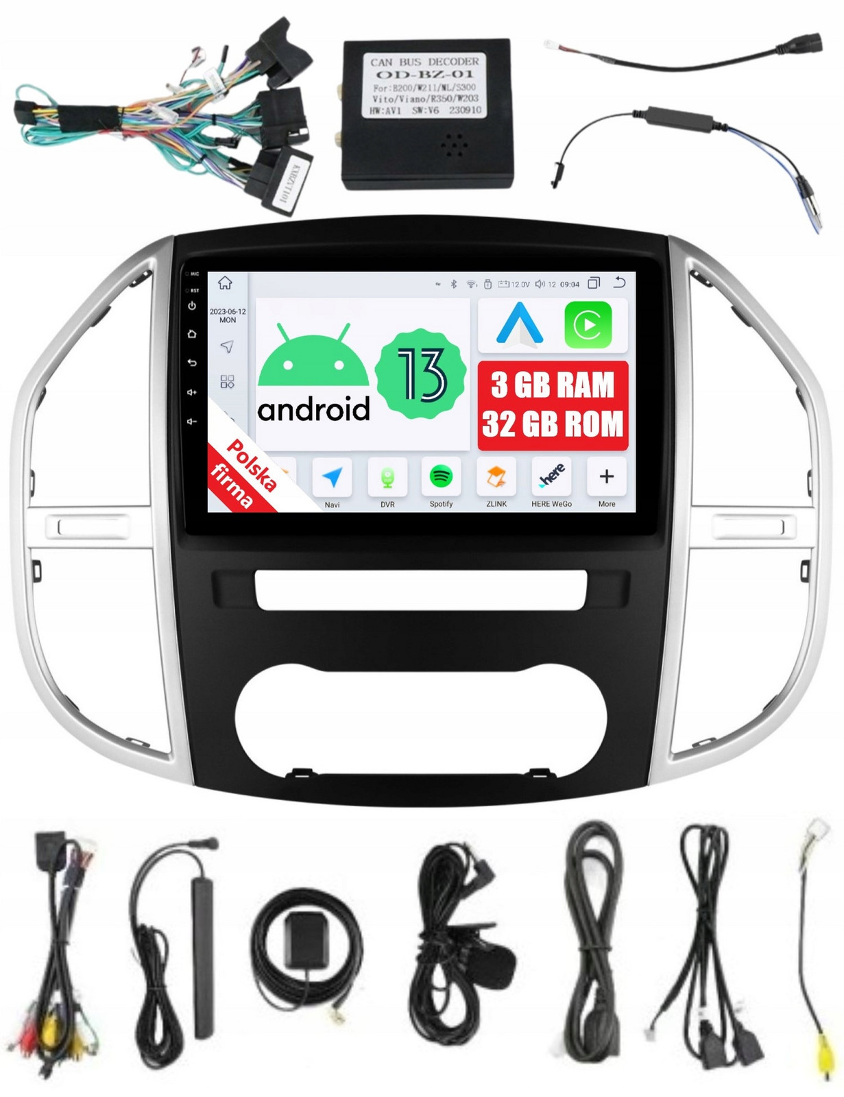 Radionavigace Android Mercedes Benz Vito W447 3/32 Gb Dsp Carplay Lte