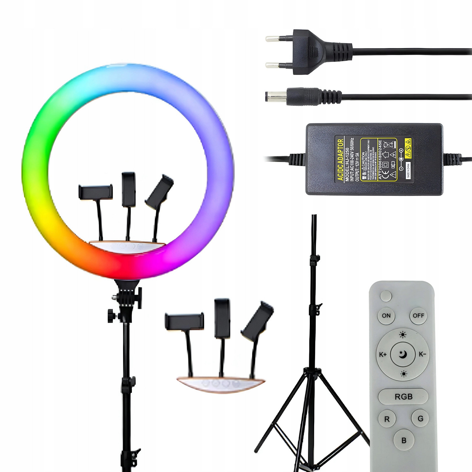 Prstencová Lampa Rgb Led Ring Stativ A Držáky Telefonu