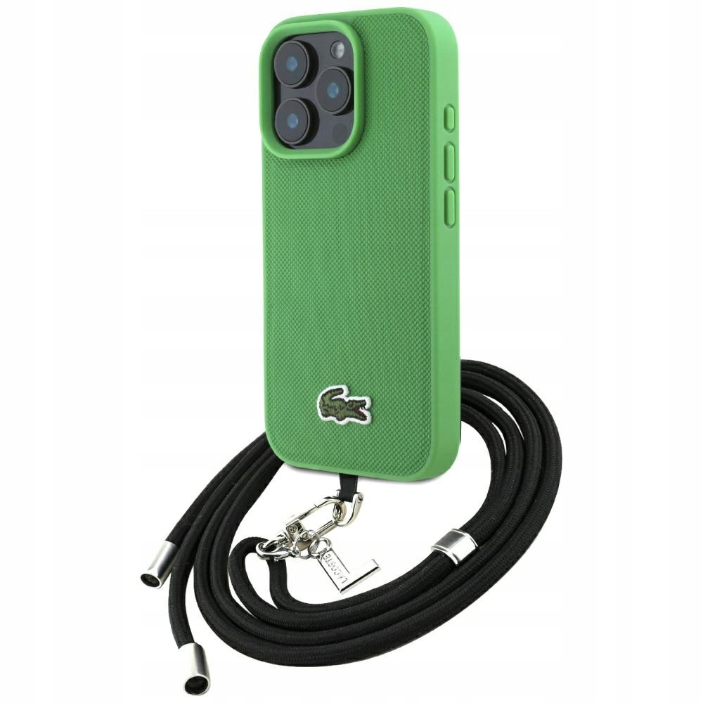 Pouzdro Lacoste Iconic Petit Pique Crossbody Cord pro iPhone 16 Pro zelené
