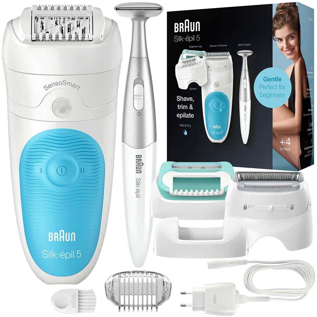 Depilátor Na Tělo Holicí Strojek Zastřihovač 3v1 Braun Silk-epil 5-810 Návleky