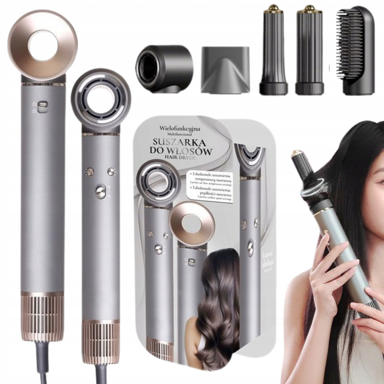 Kulma Rotační Vysoušeč 5v1 Žehlička Na Vlasy Na Vlasy Vysoušeč Kulmy 1300W