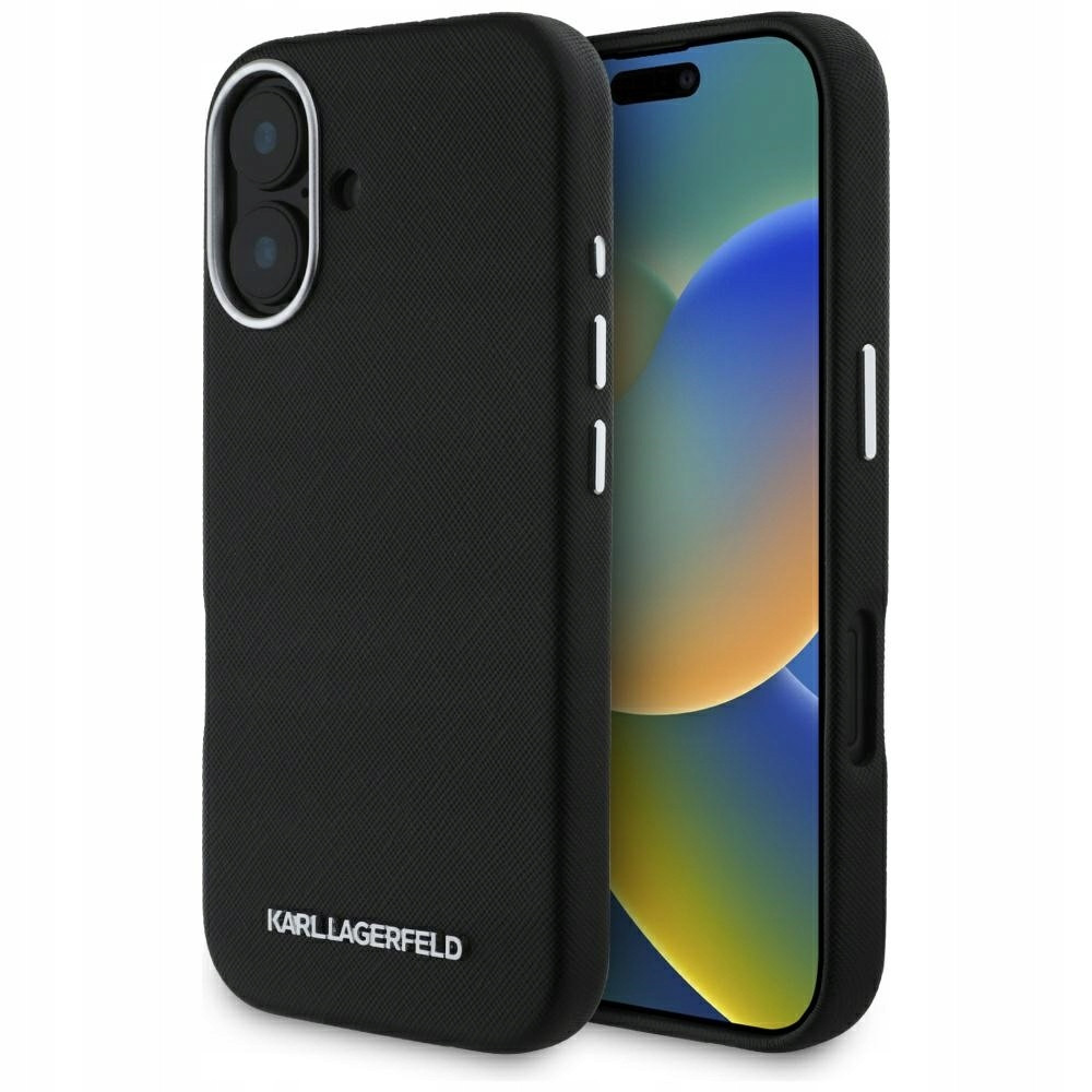 Pouzdro Karl pro iPhone 16 , obal MagSafe Kůže Saffiano kryt cover