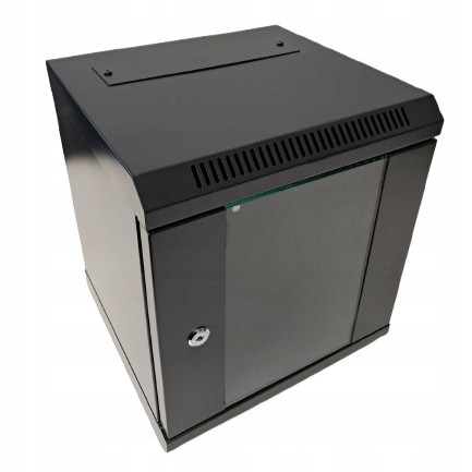 Skříň závěsná Rack 10'', 6U, 300mm, Netrack S-Line, černá, skleněné dveře